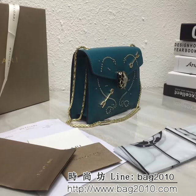 BVLGARI寶格麗 Serpenti Forever小牛皮翻蓋包 鏈條單肩斜挎包 285884 FYD1078